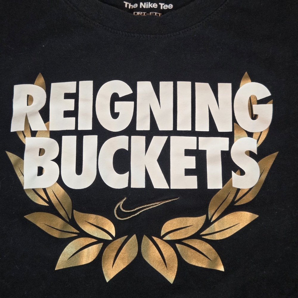 Black Nike Dri-fit Men's T-Shirt Size Med.- Reigning Buckets Design - Picture 2 of 8